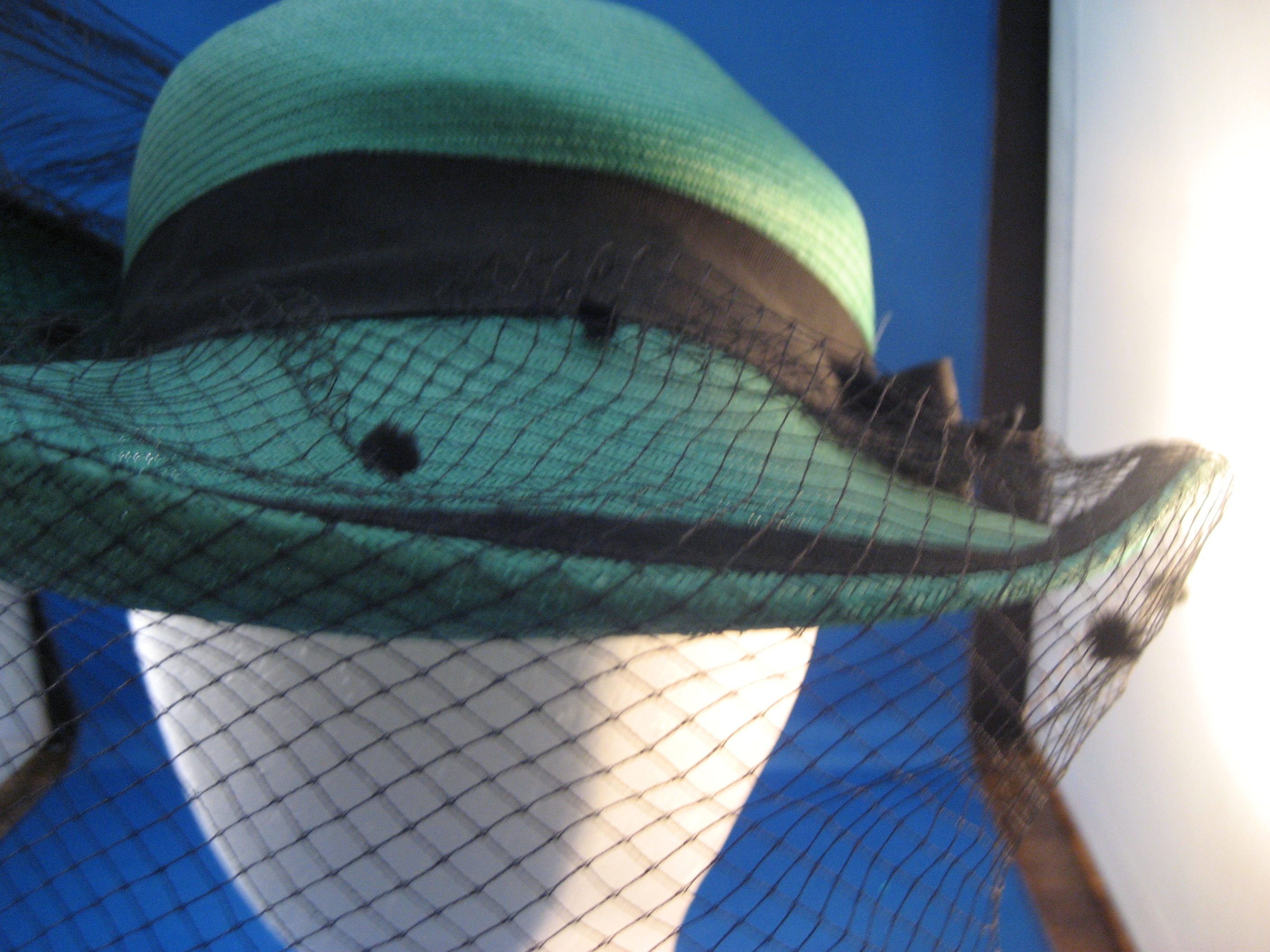 Adolfo II Green Straw and Net Hat