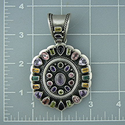 Navajo Sterling Silver Gems Paul Livingston Pendant