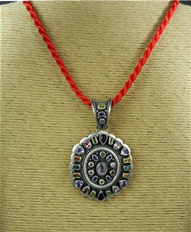 Navajo Sterling Silver Gems Paul Livingston Pendant