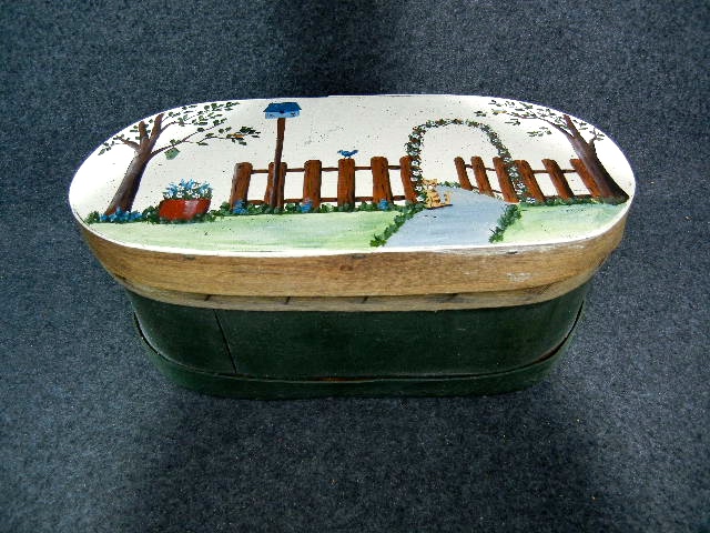 Wooden box Painted Bird house scene with cat
