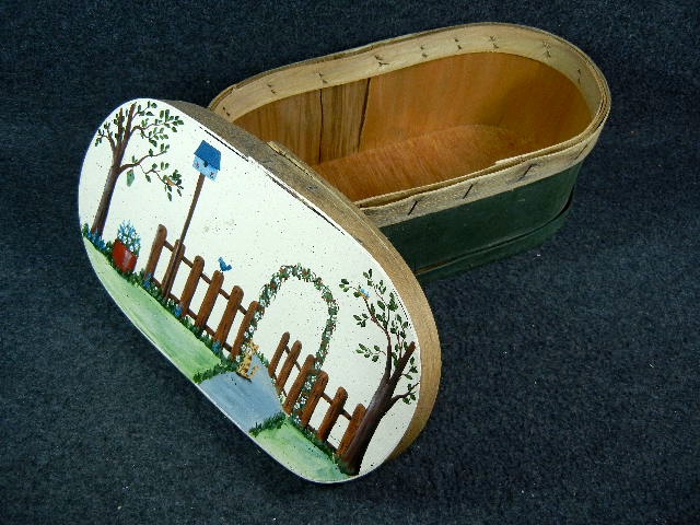 Wooden box Painted Bird house scene with cat