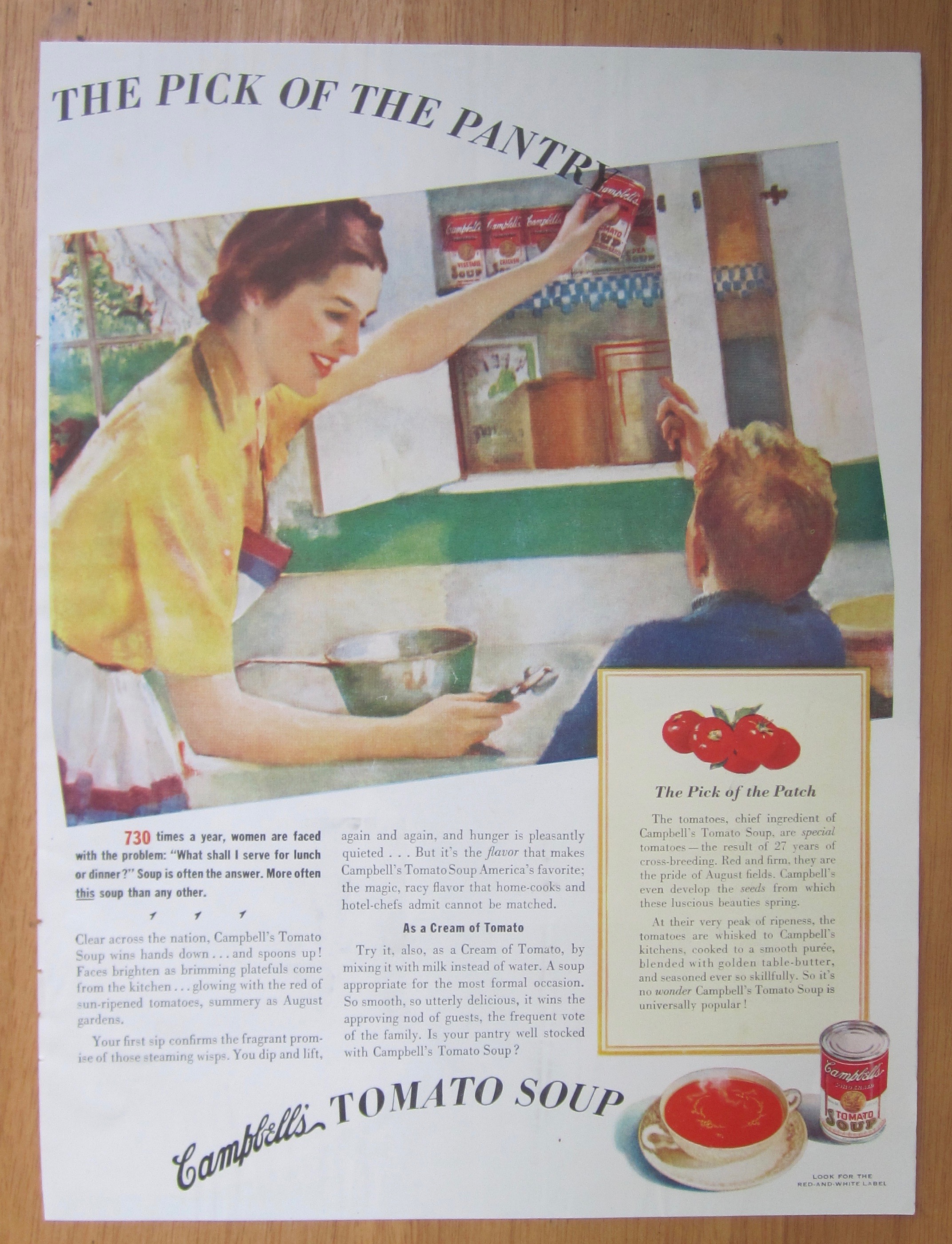1939 Campbell's Tomato Soup with Woman & Little Boy