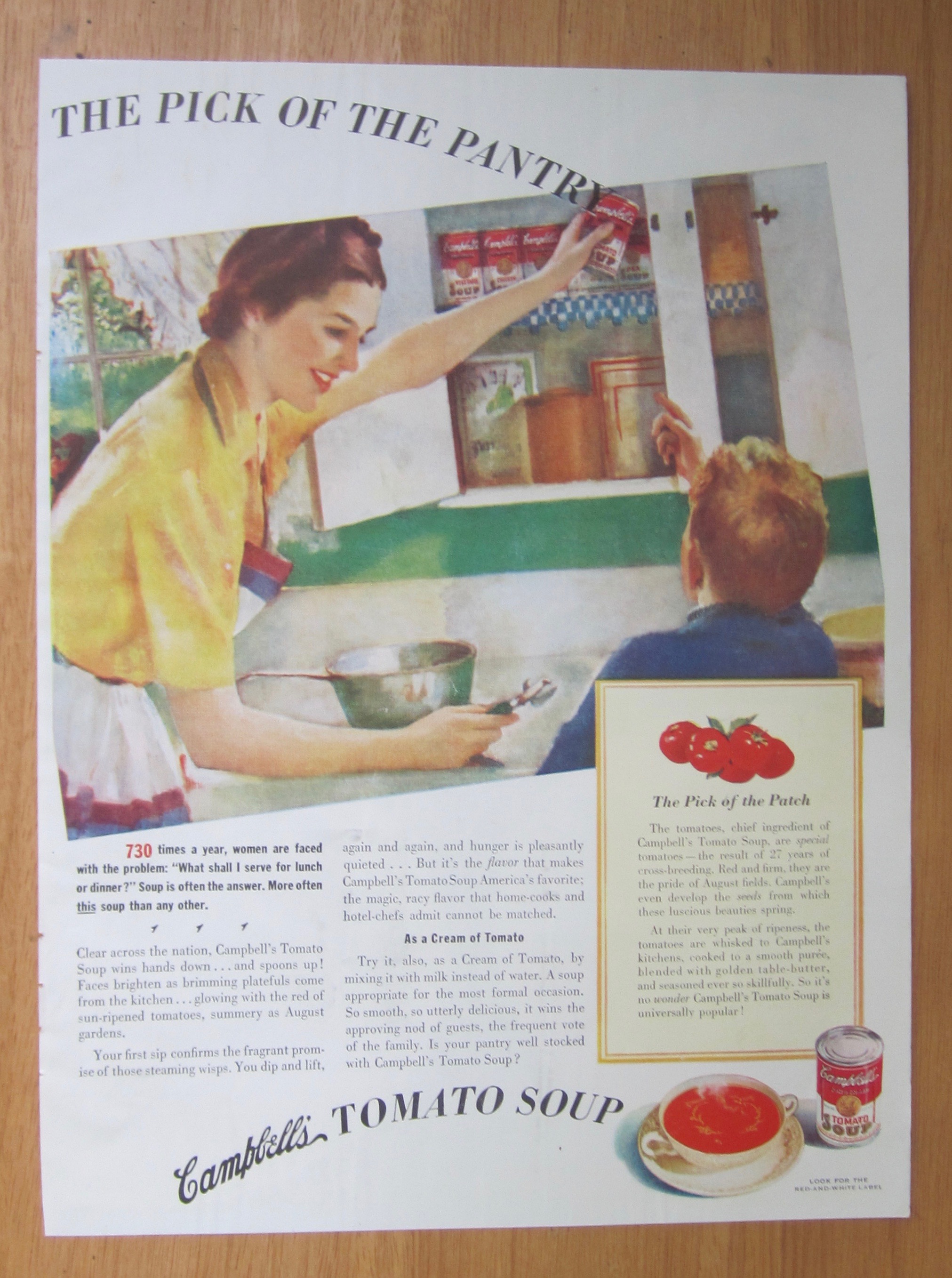 1939 Campbell's Tomato Soup with Woman & Little Boy