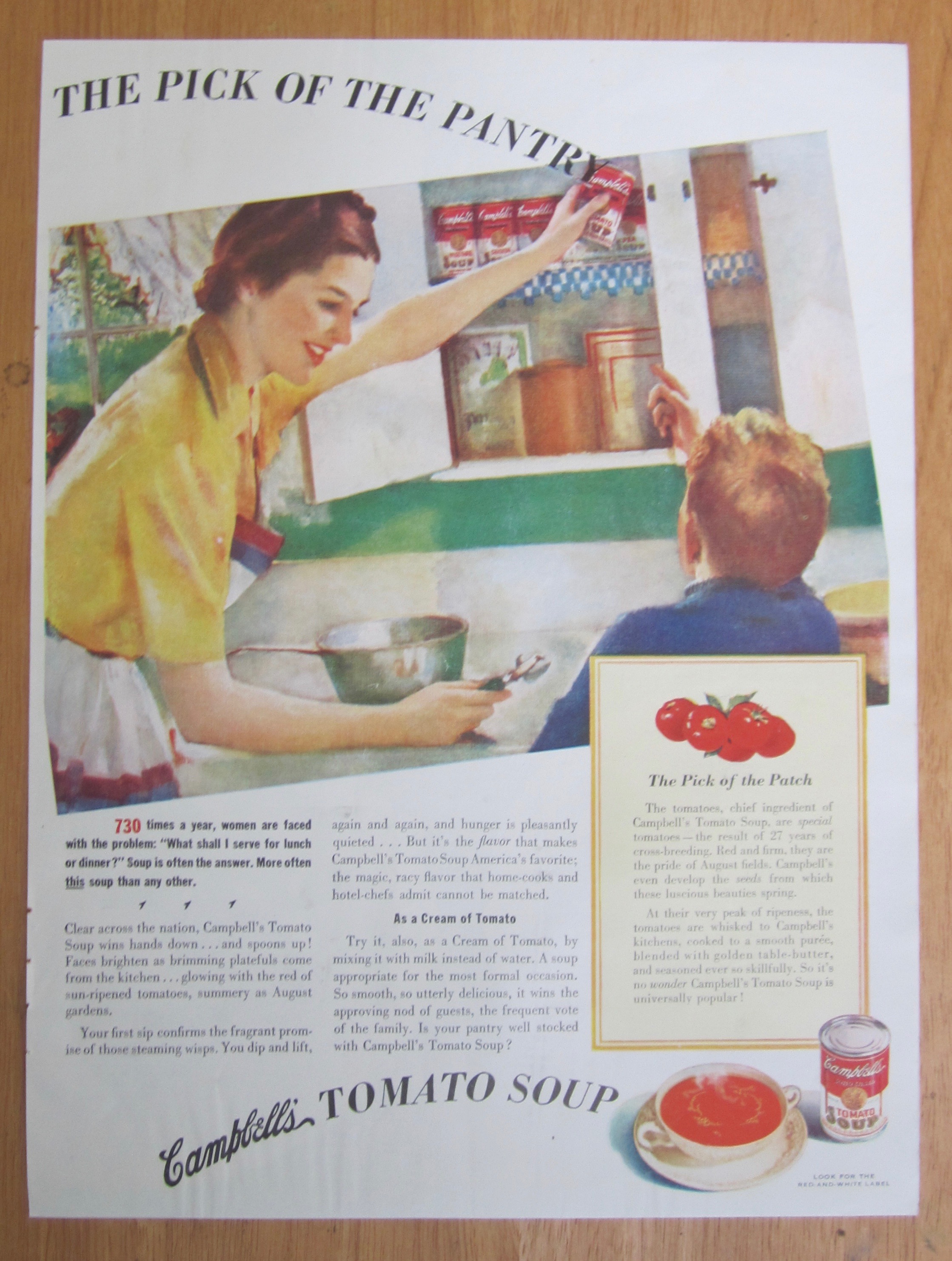 1939 Campbell's Tomato Soup with Woman & Little Boy
