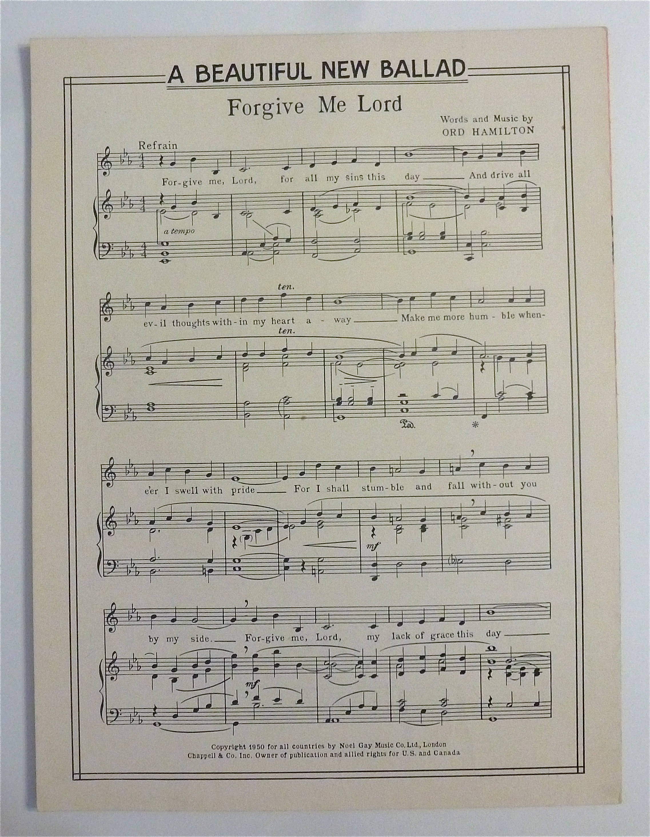Sheet Music For 1951 They Call The Wind Maria