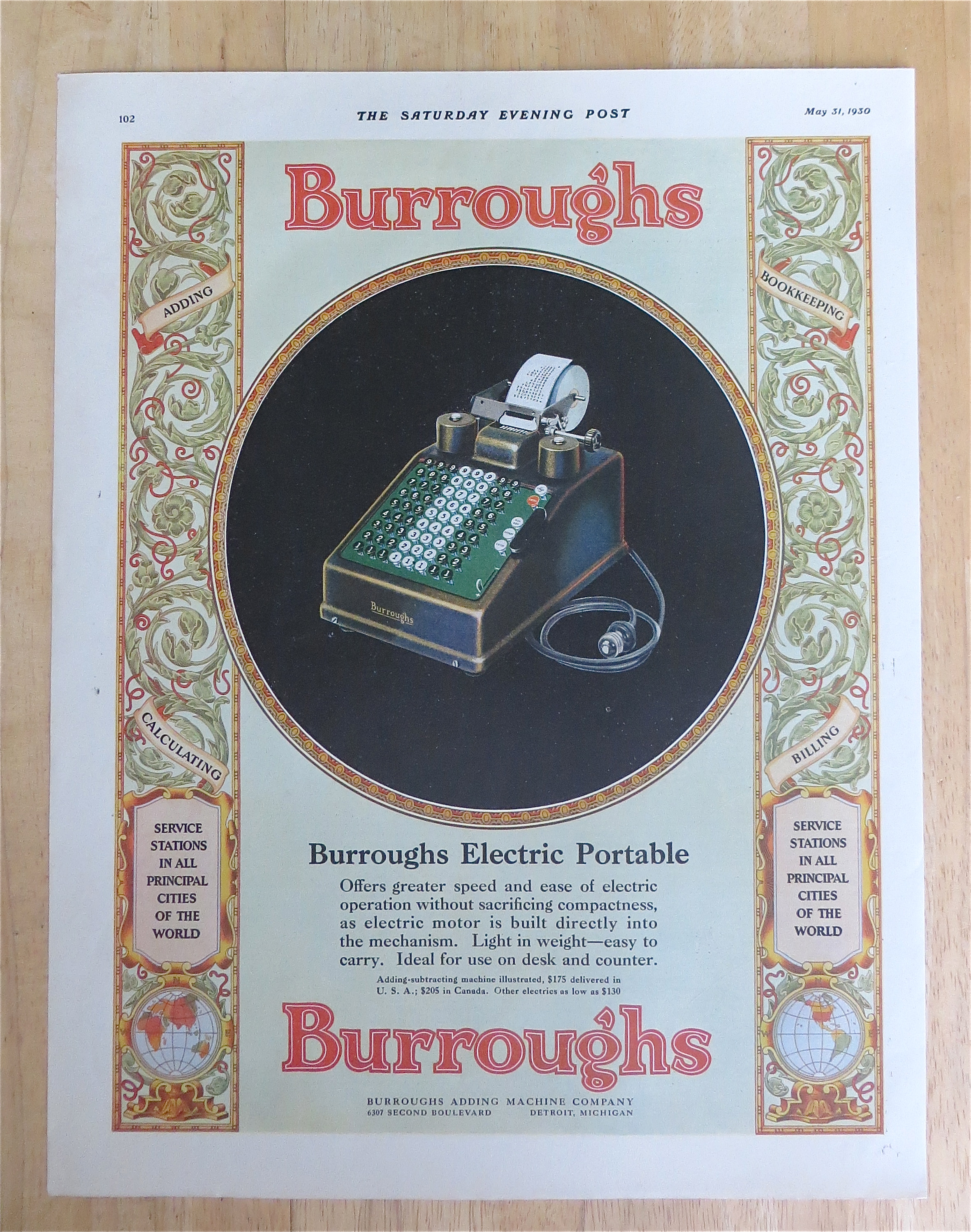 1930 Burroughs Adding Machine Co with Electric Portable