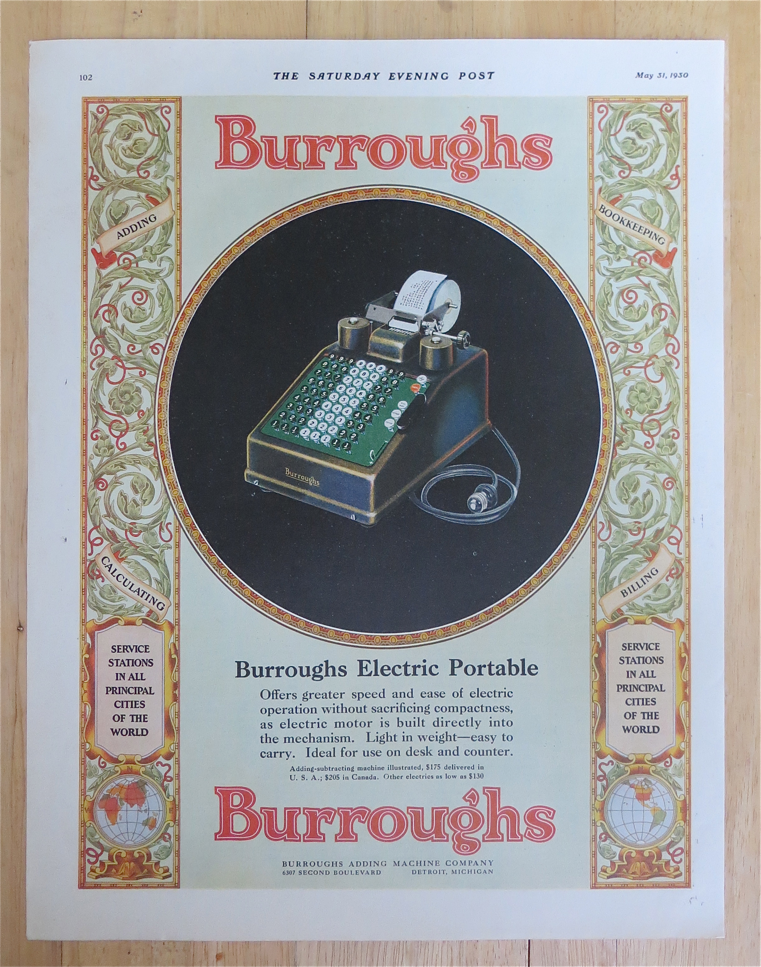 1930 Burroughs Adding Machine Co with Electric Portable
