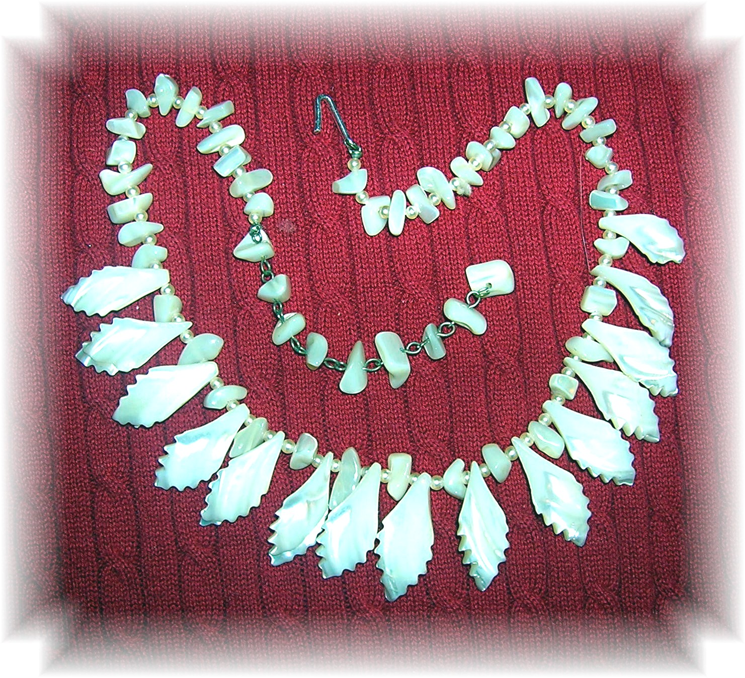 Japanese Mother Of Pearl Leaf Necklace