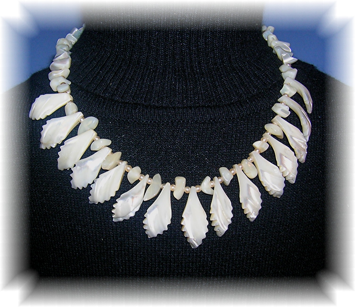 Japanese Mother Of Pearl Leaf Necklace