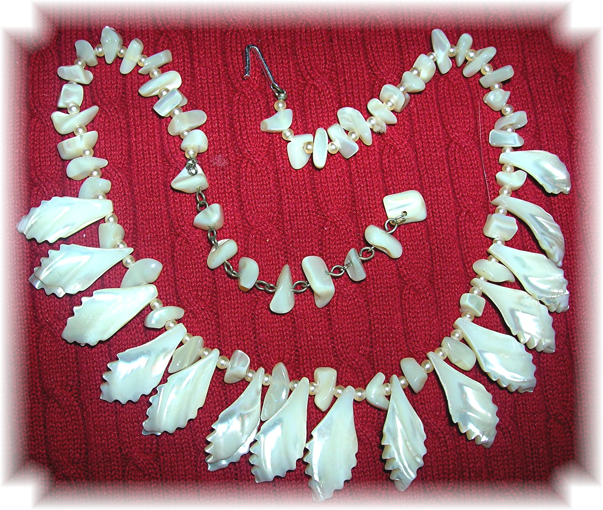 Japanese Mother Of Pearl Leaf Necklace