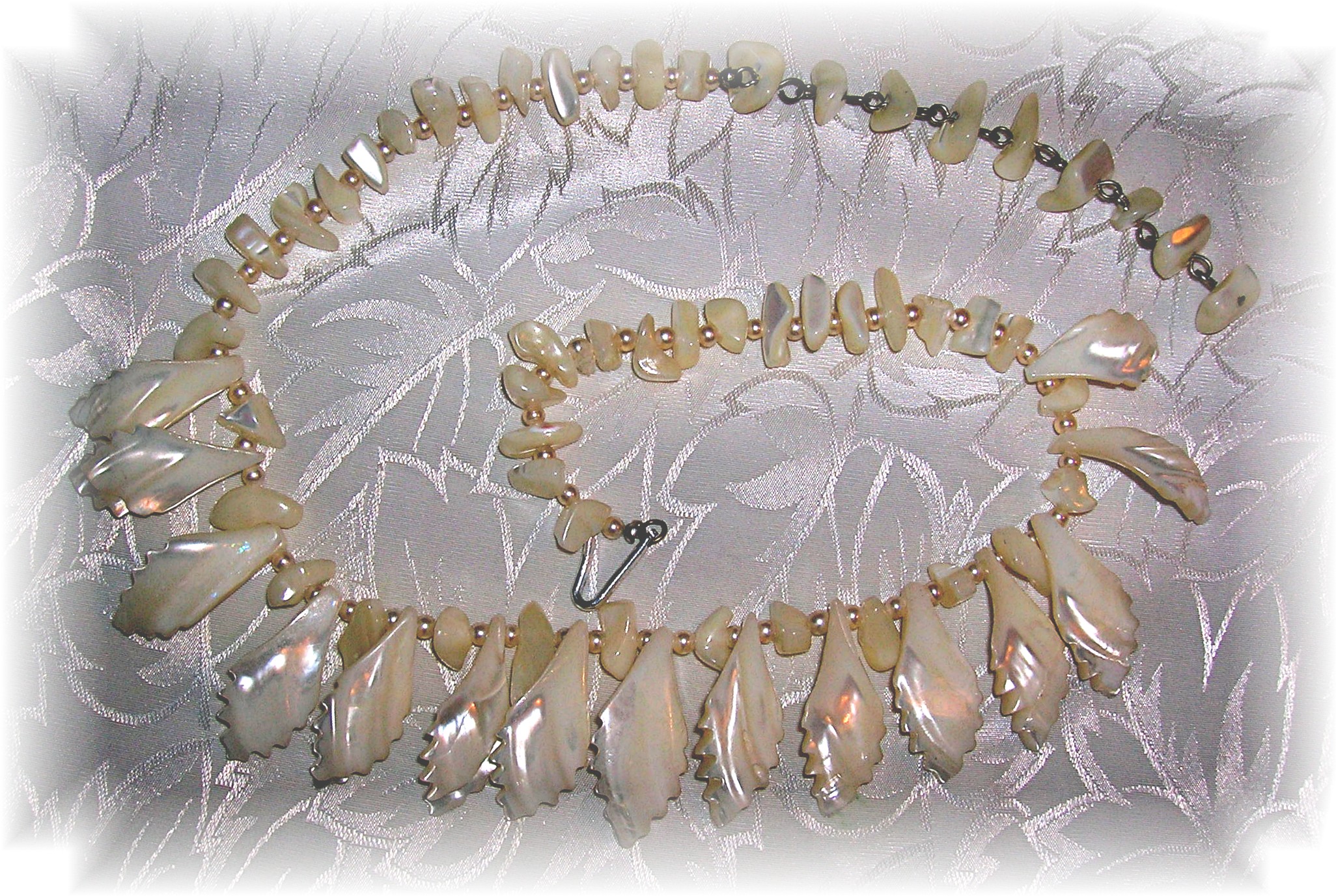 Japanese Mother Of Pearl Leaf Necklace