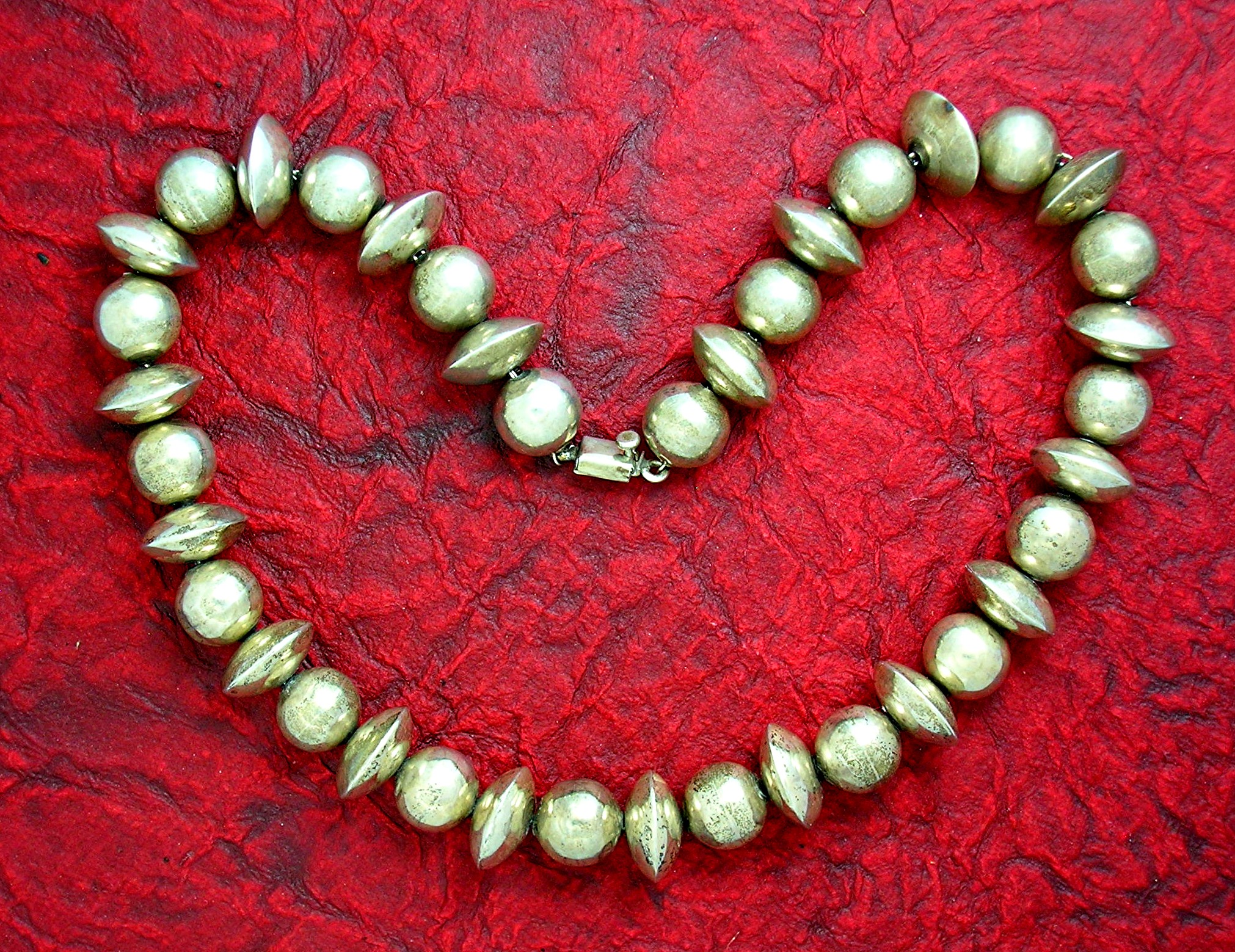Taxco Mexico Sterling Silver Beads 18 Inch Necklace
