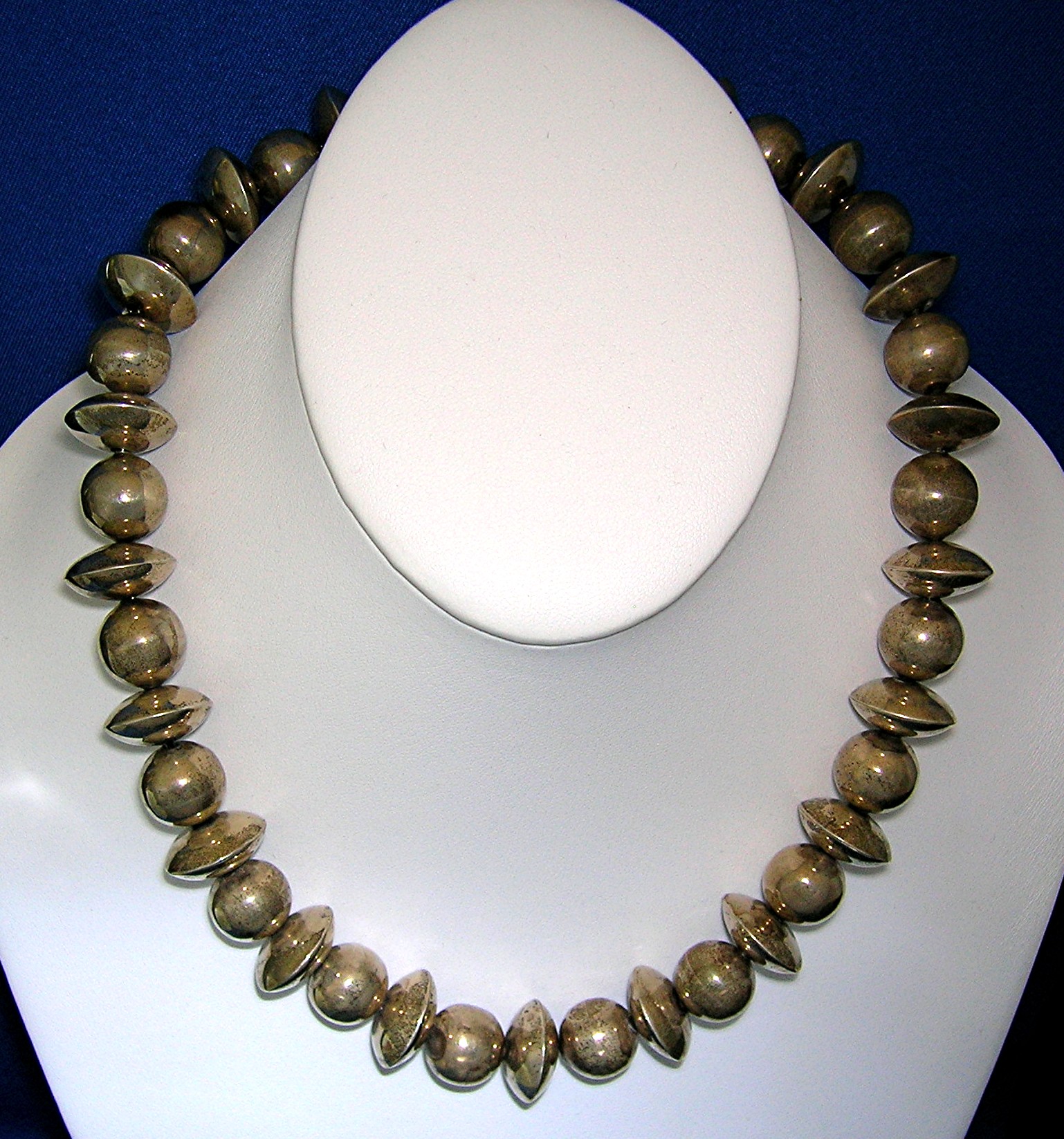 Taxco Mexico Sterling Silver Beads 18 Inch Necklace