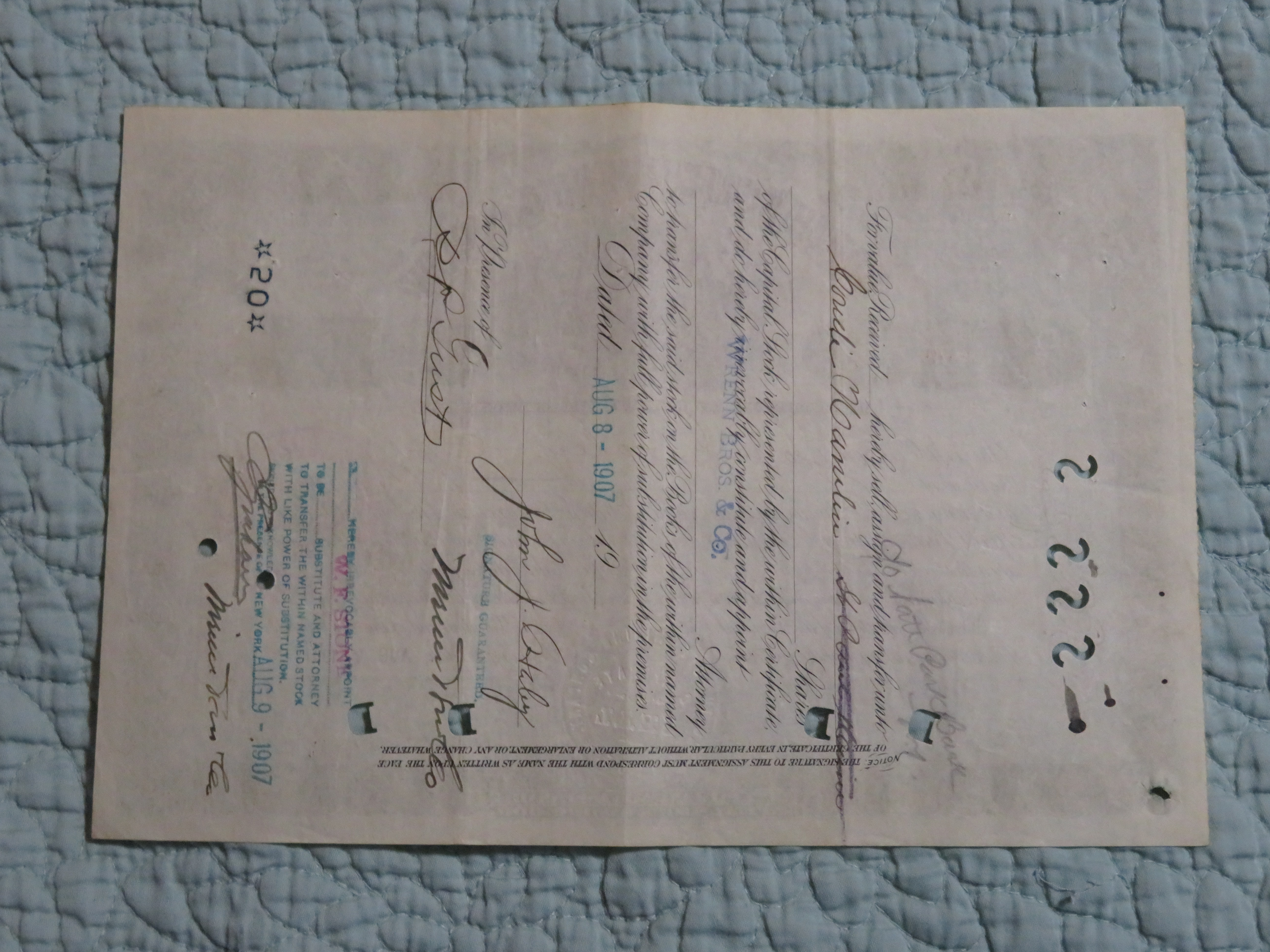 1907 North Butte Mining Company Stock Certificate