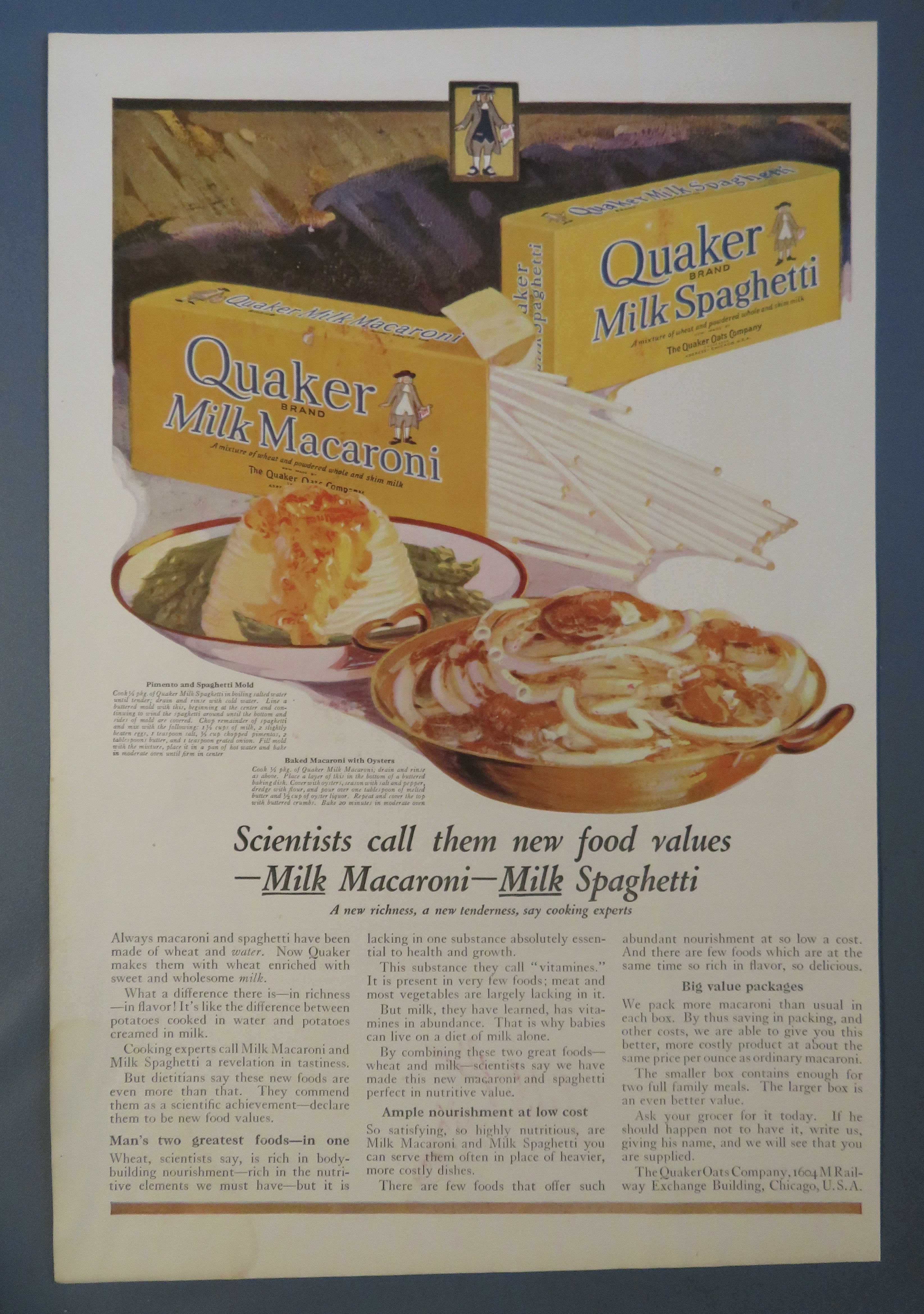 1920 Quaker Milk Noodles with Spaghetti & Macaroni