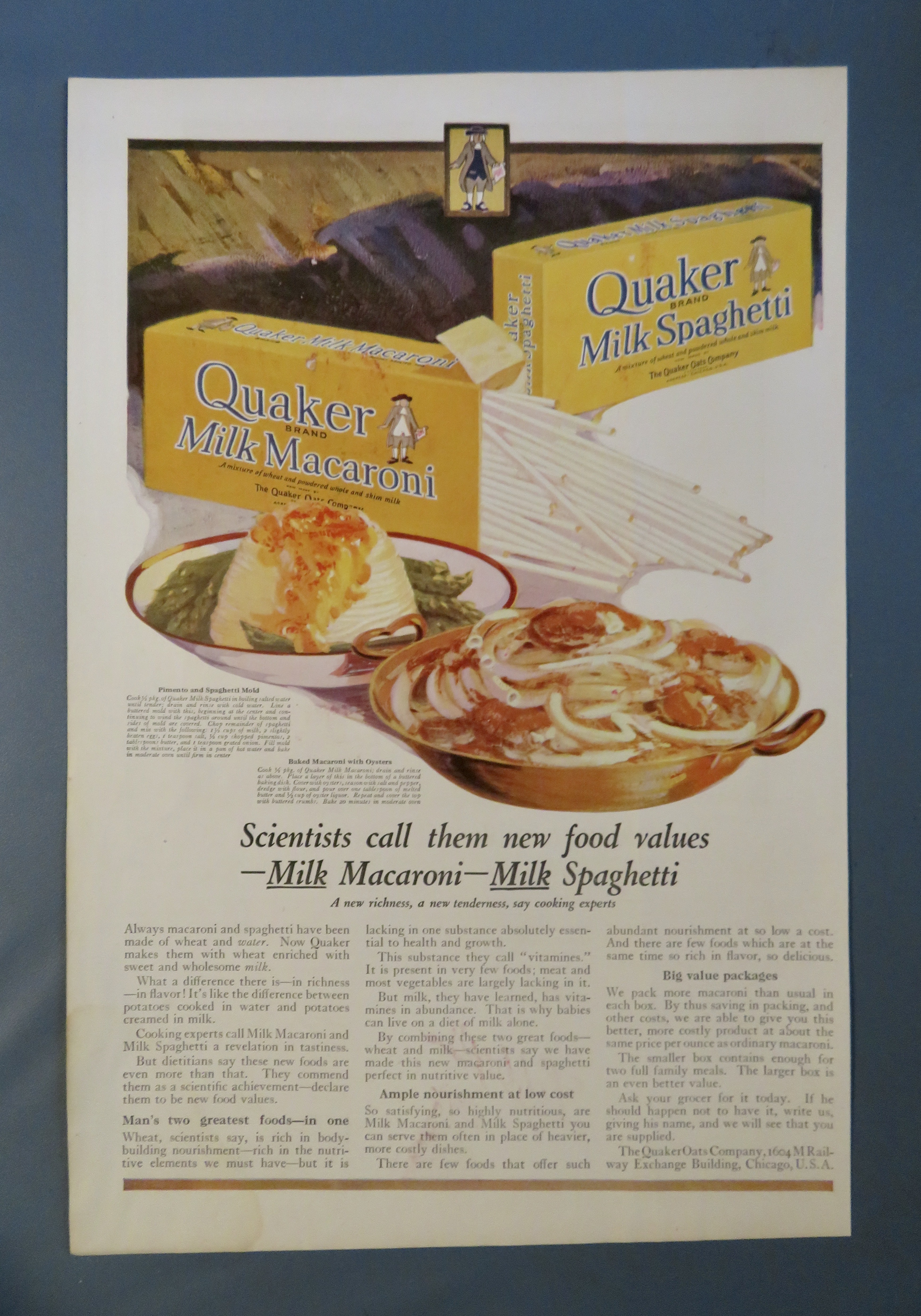 1920 Quaker Milk Noodles with Spaghetti & Macaroni