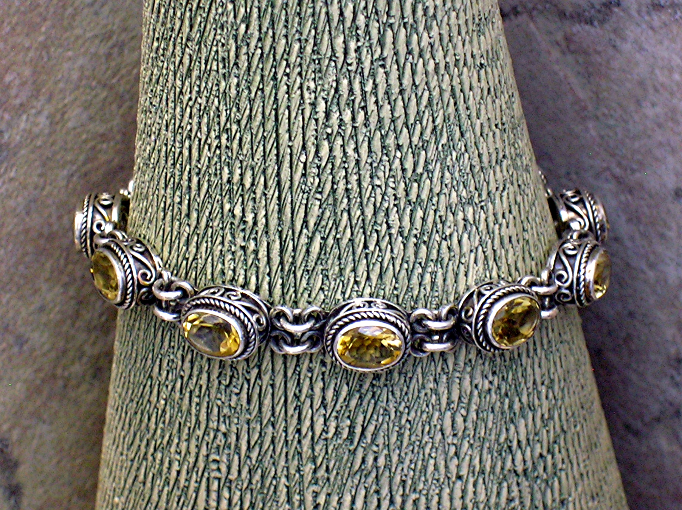Citrine Sterling Silver Toggle Clasp Bracelet