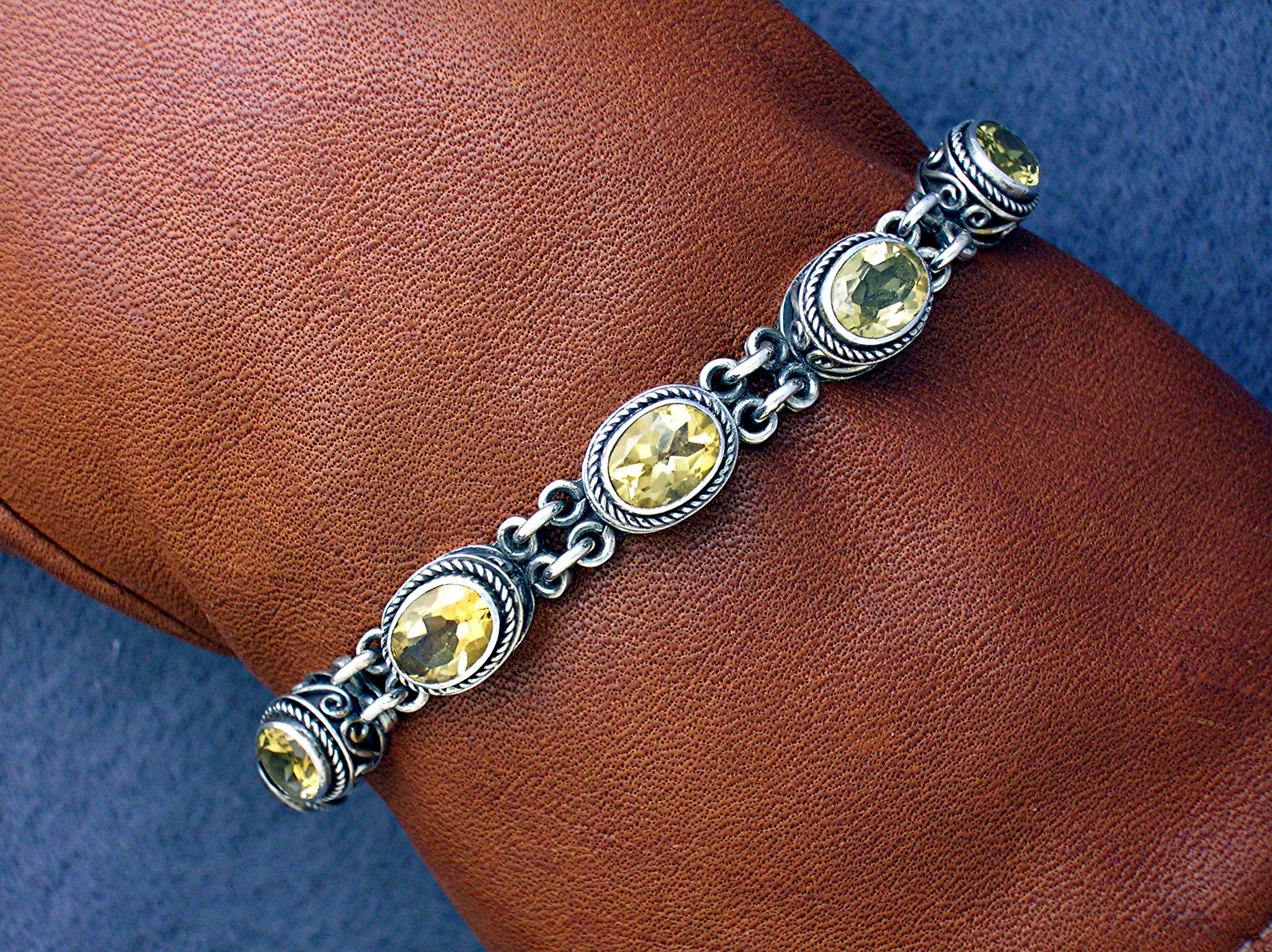 Citrine Sterling Silver Toggle Clasp Bracelet
