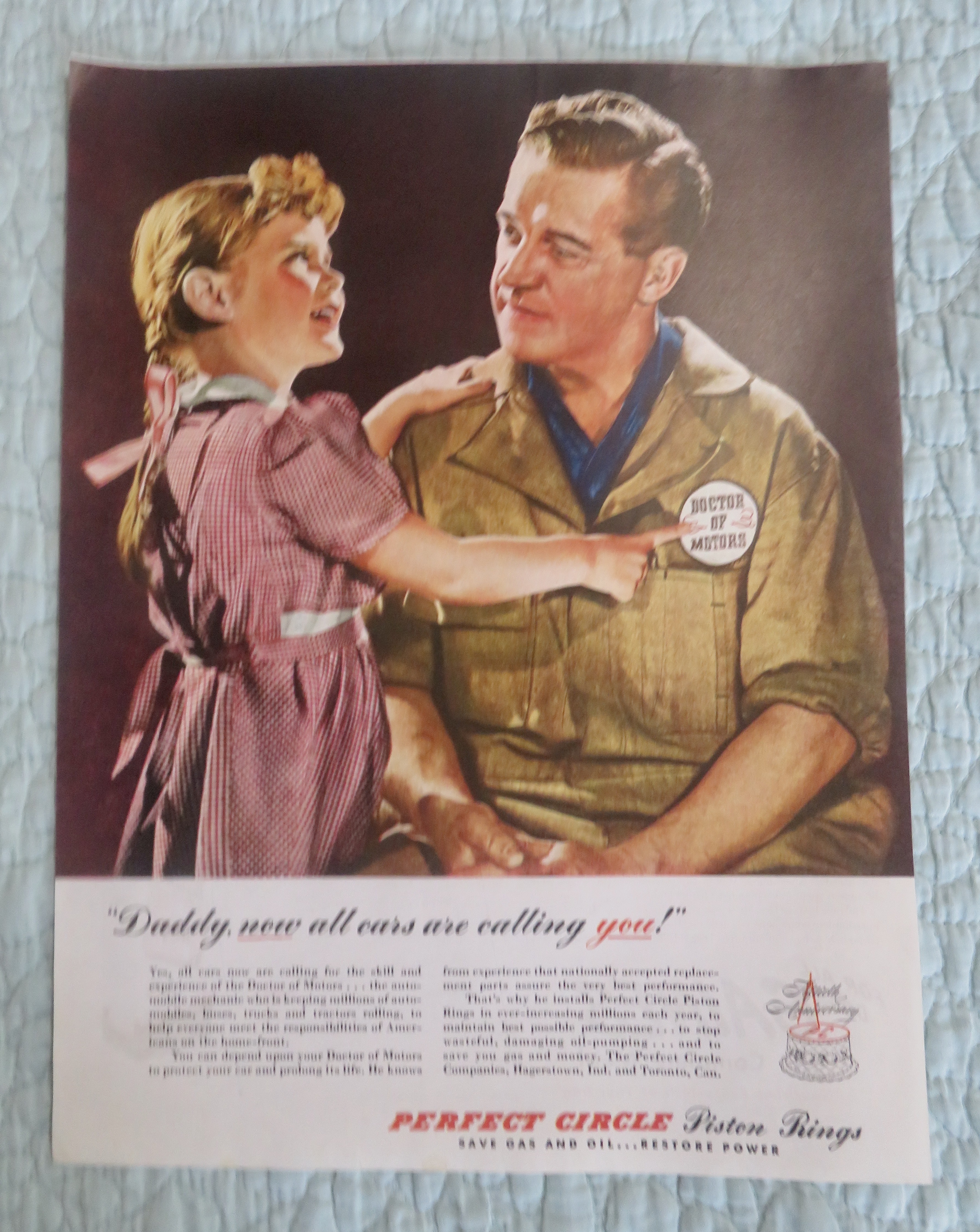 1945 Perfect Circle Piston Rings with Little Girl & Man