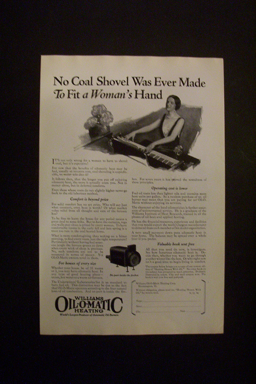 1926 Dual Ad: Long Bell Lumber & Oil O Matic Heating