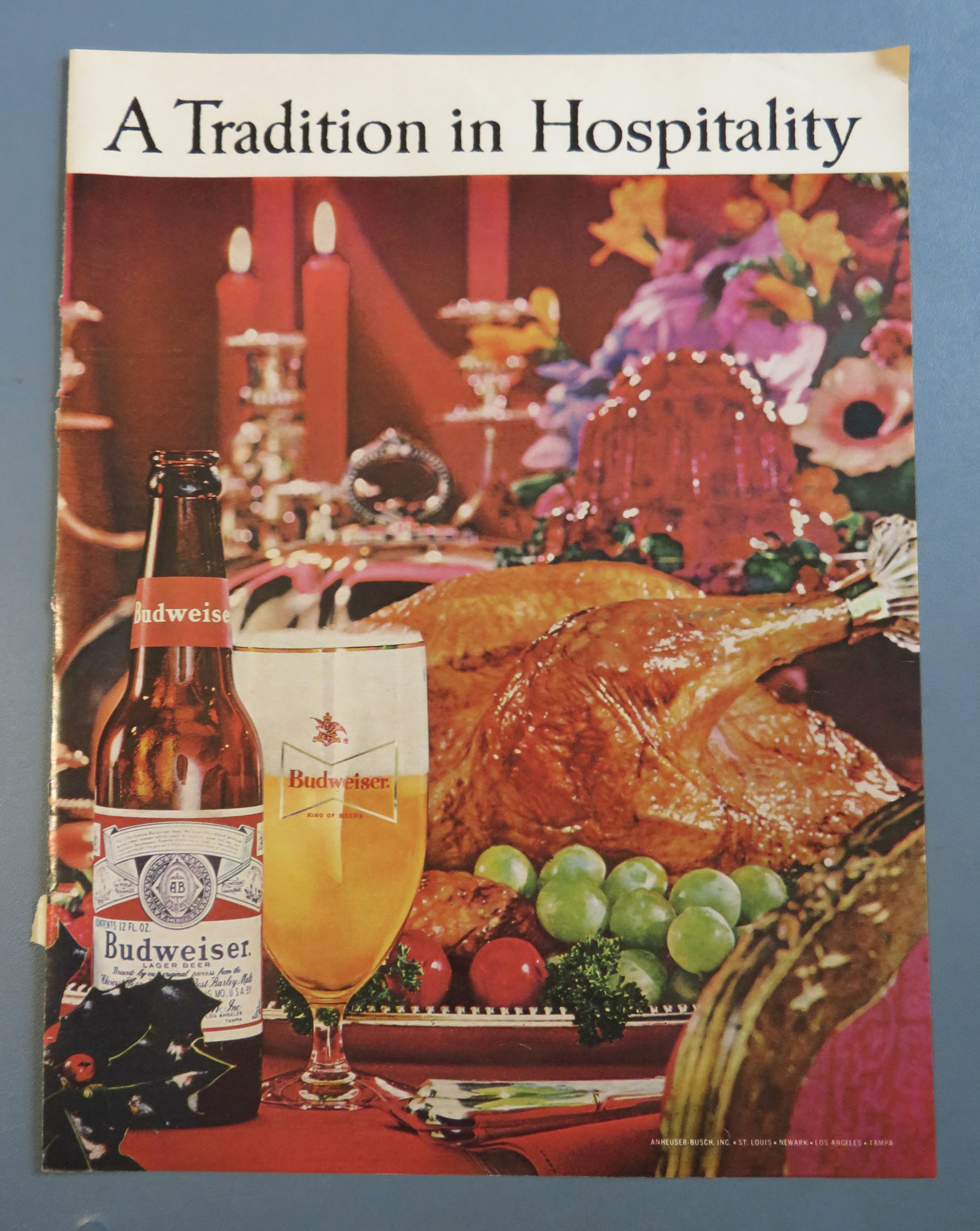 1963 Budweiser Beer with Turkey On A Platter