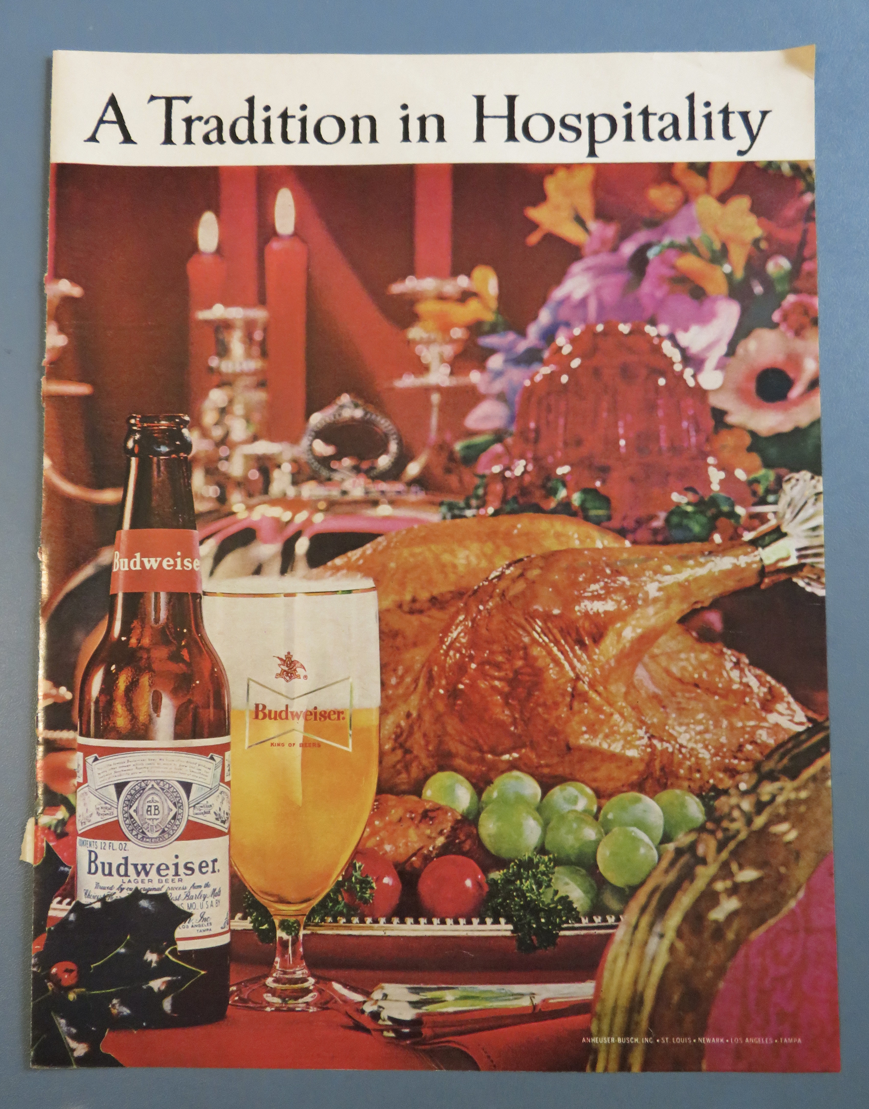 1963 Budweiser Beer with Turkey On A Platter