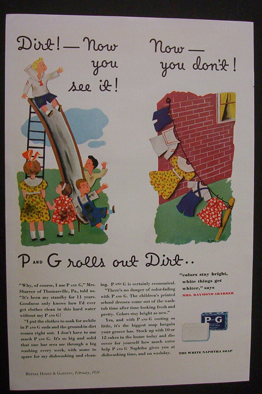 1934  Dual  Ad: Crisco  &  P & G  White  Naphtha  Soap