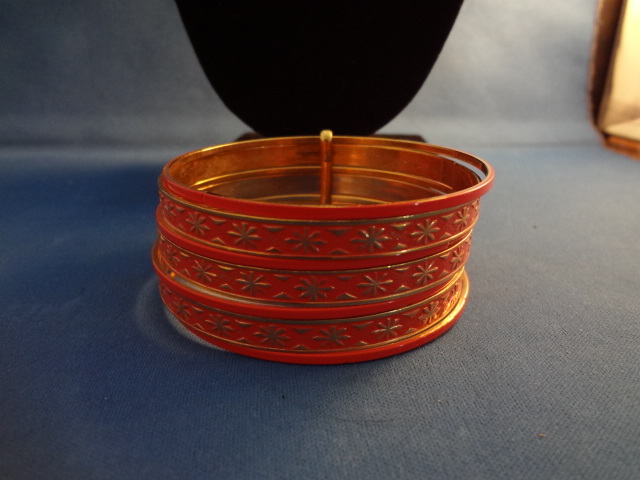 Orange Painted Metal Bangle Bracelet