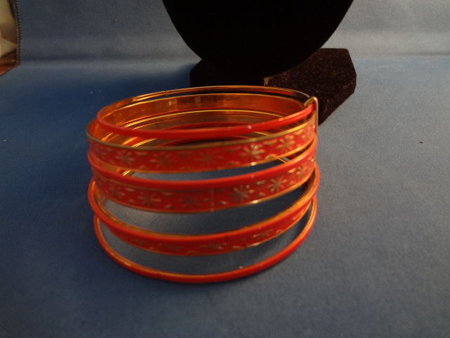 Orange Painted Metal Bangle Bracelet