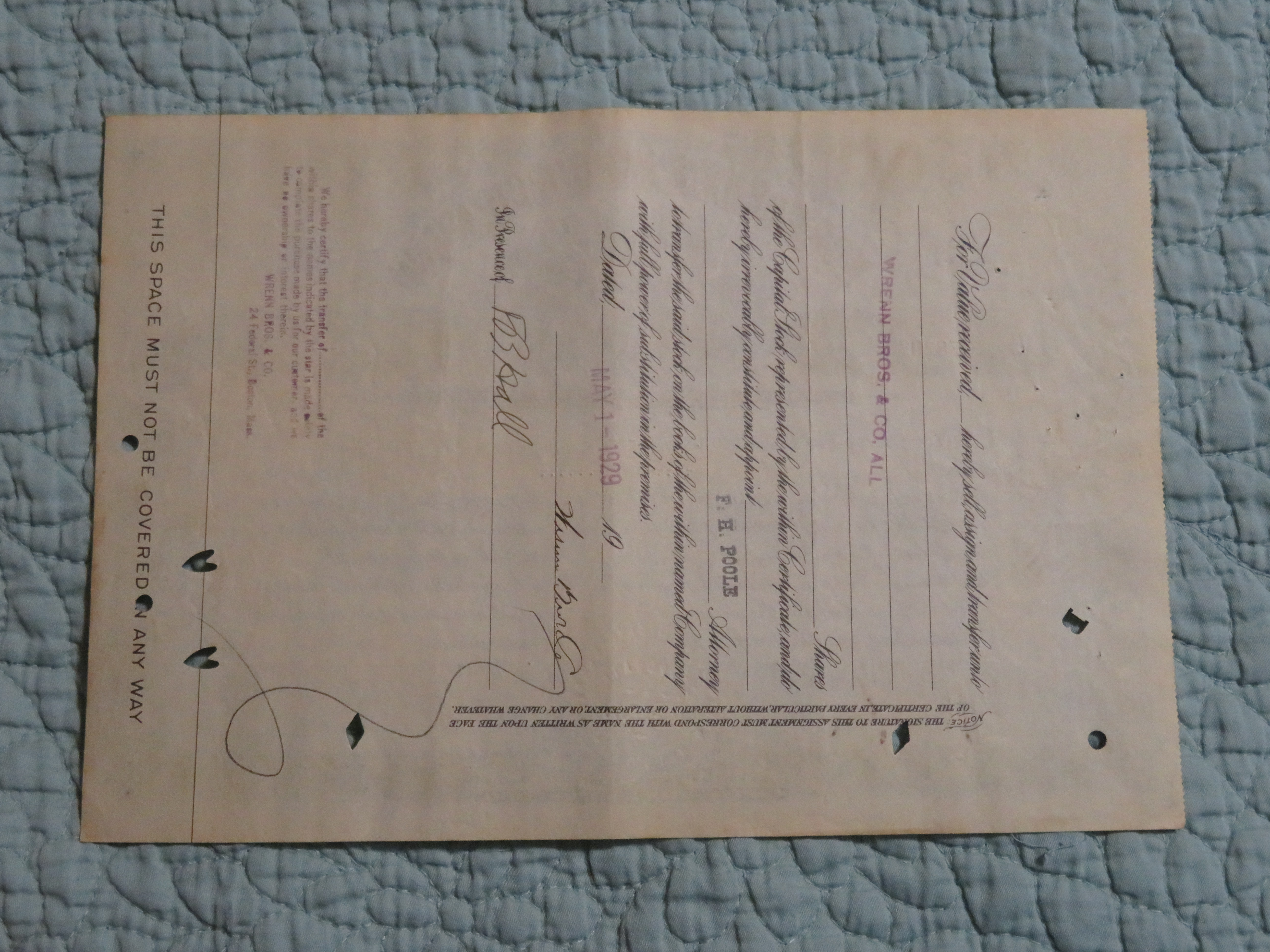 1929 North Butte Mining Company Stock Certificate