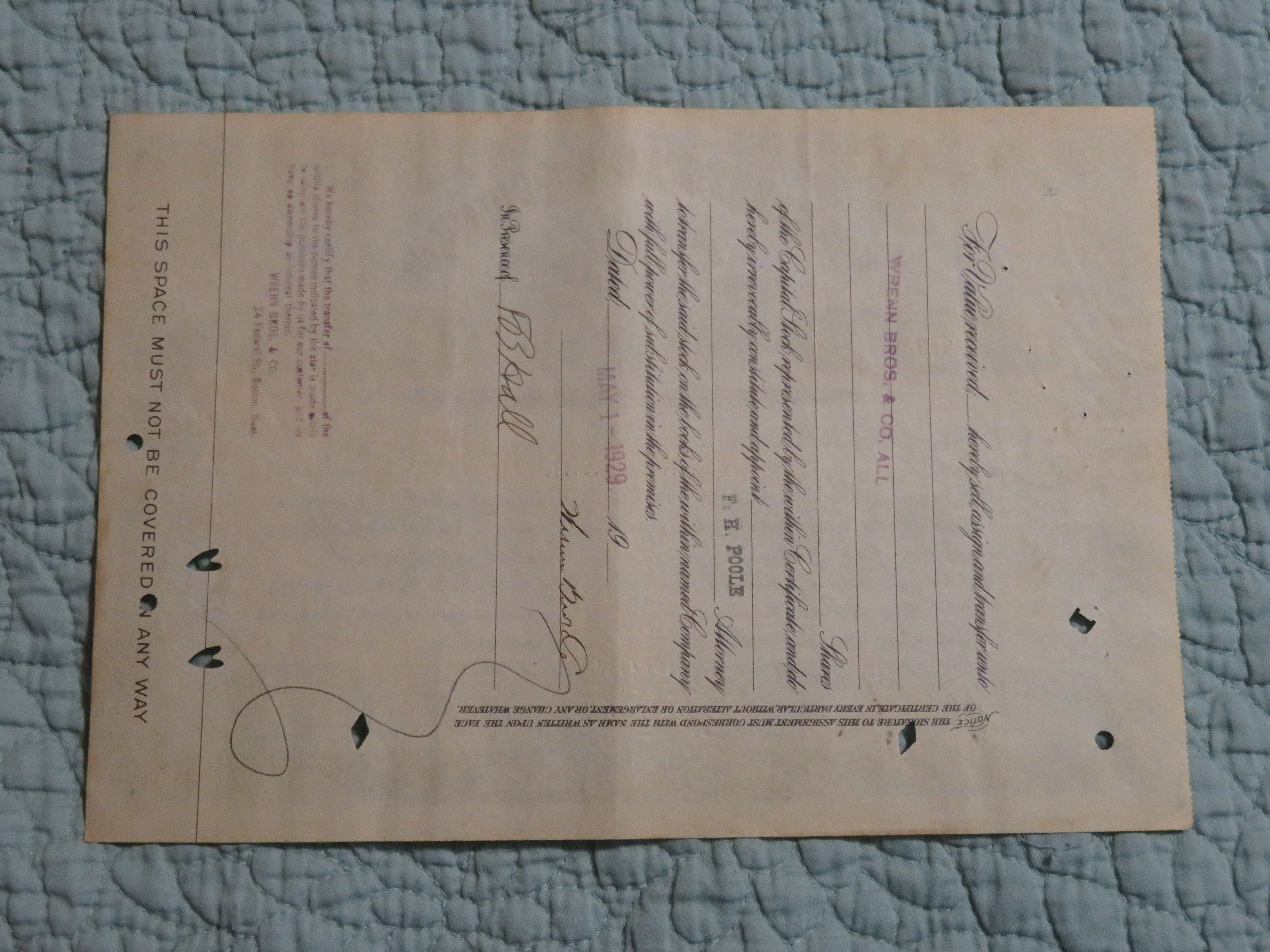 1929 North Butte Mining Company Stock Certificate