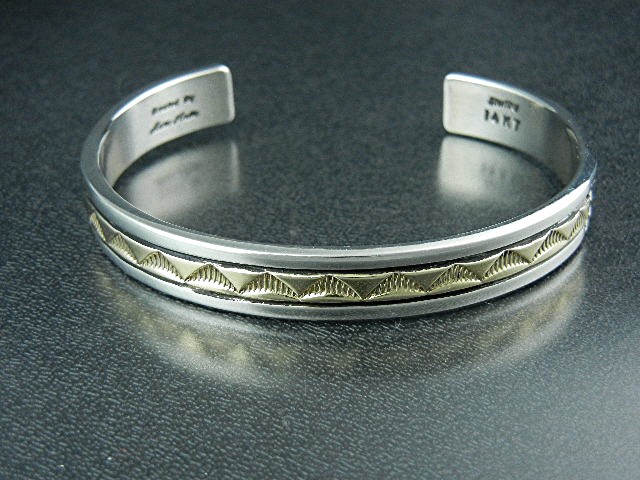 14K Gold Sterling Silver Cuff Mark Matte Apache