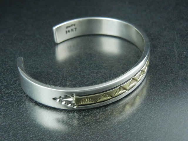 14K Gold Sterling Silver Cuff Mark Matte Apache