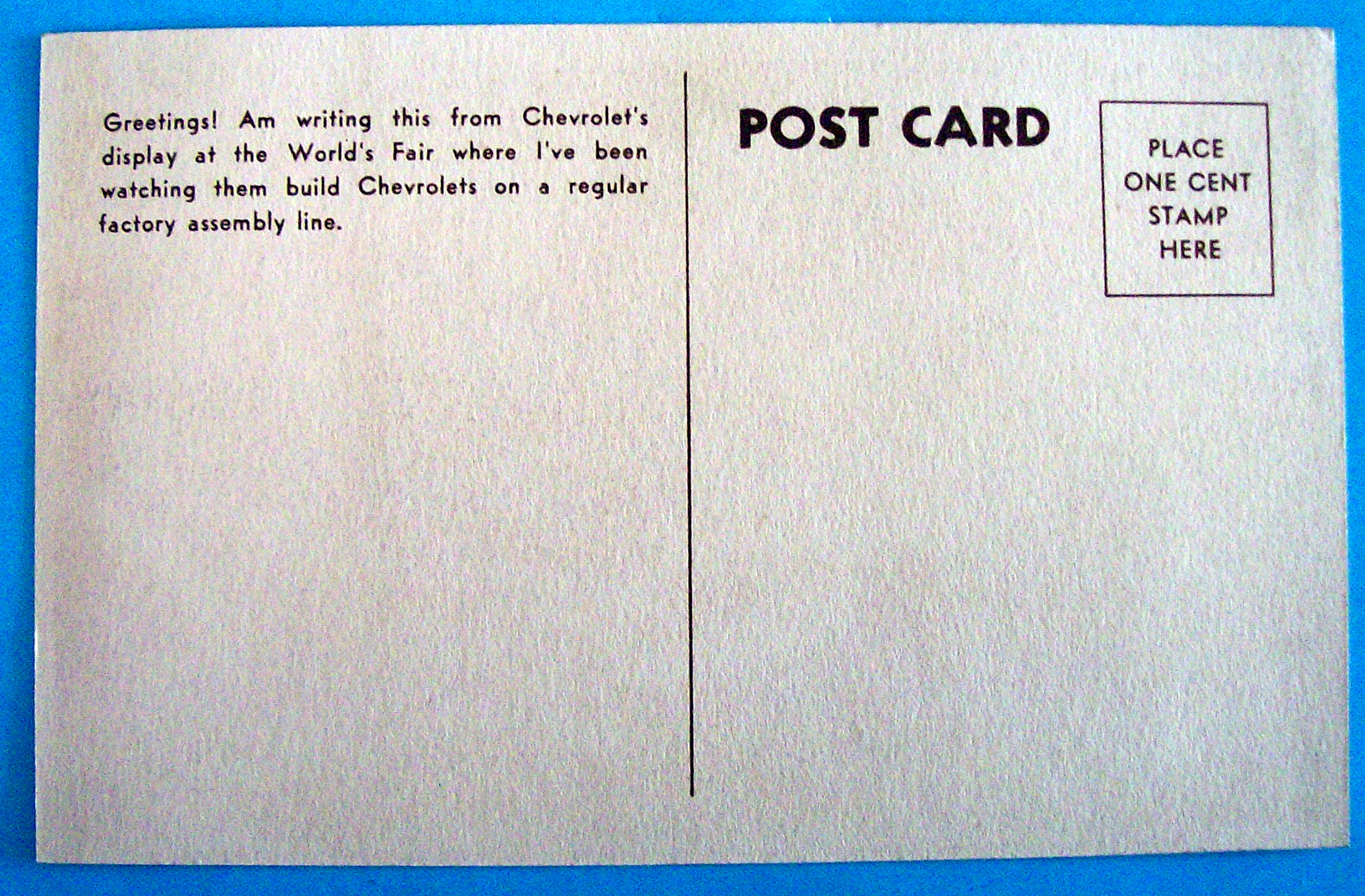 1933 Century of Progress, General Motors Postcard