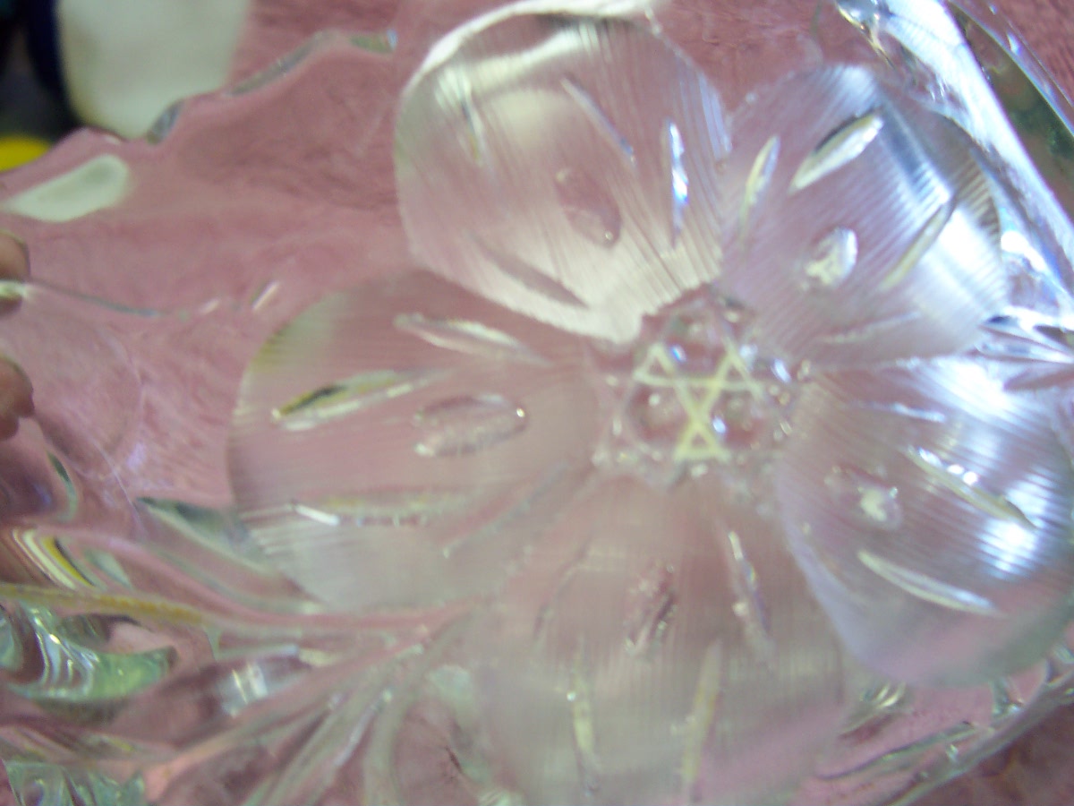 Pressed Cut Crystal Creamer Floral Heavy