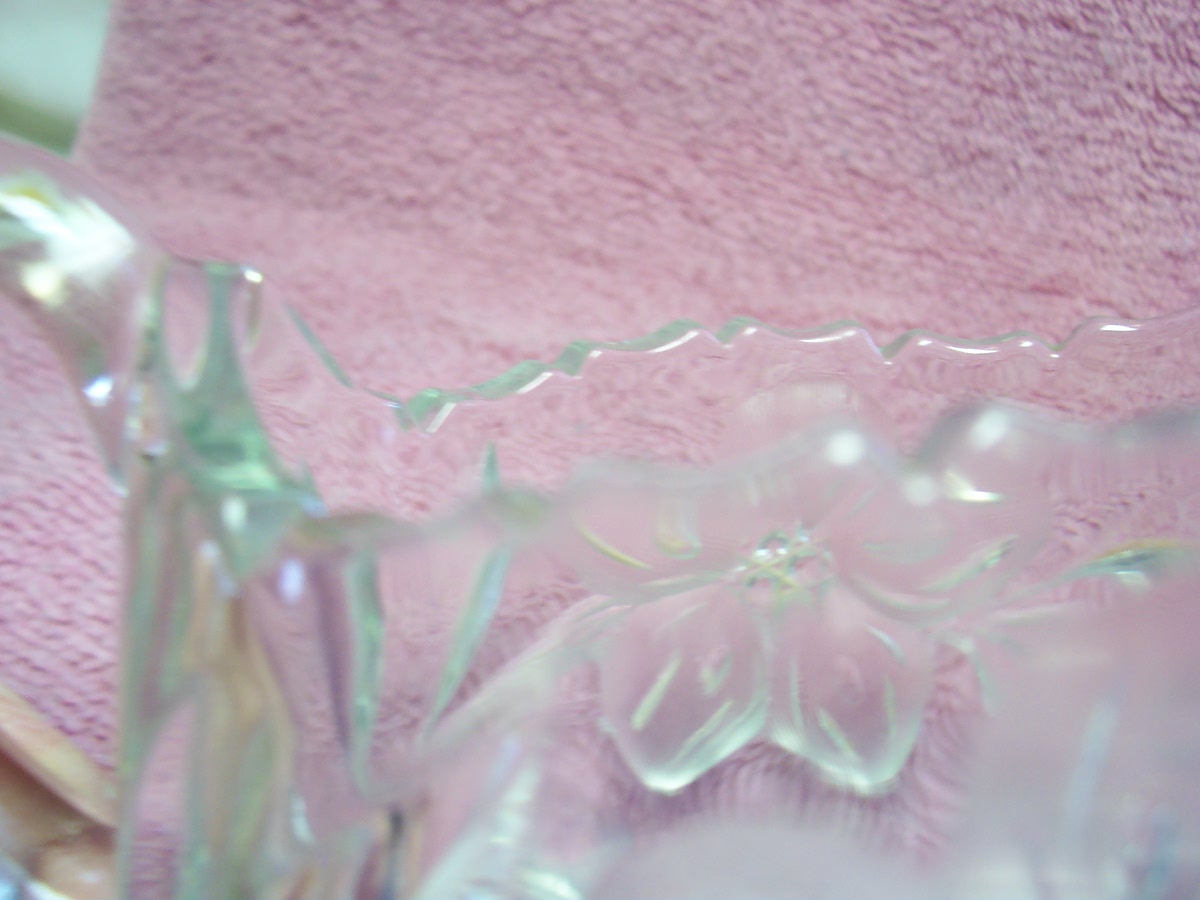 Pressed Cut Crystal Creamer Floral Heavy