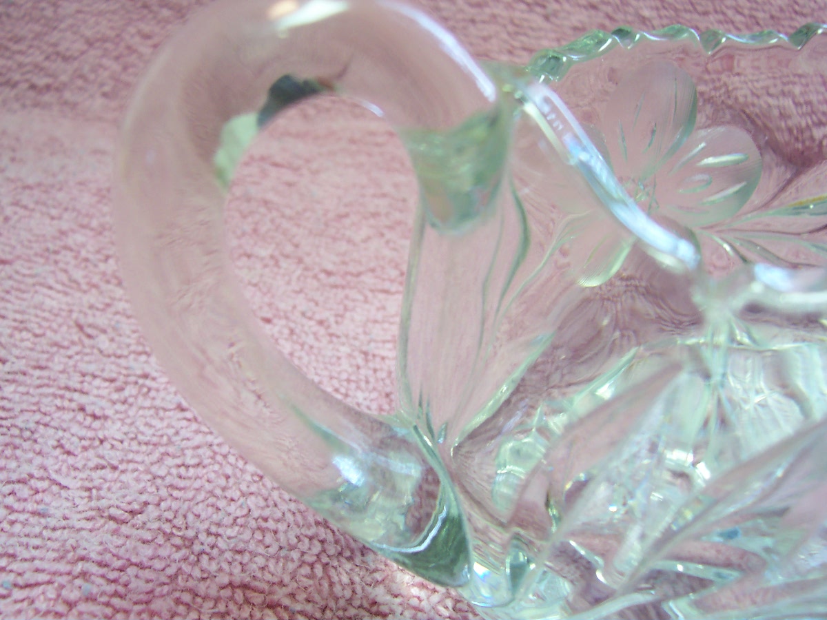 Pressed Cut Crystal Creamer Floral Heavy