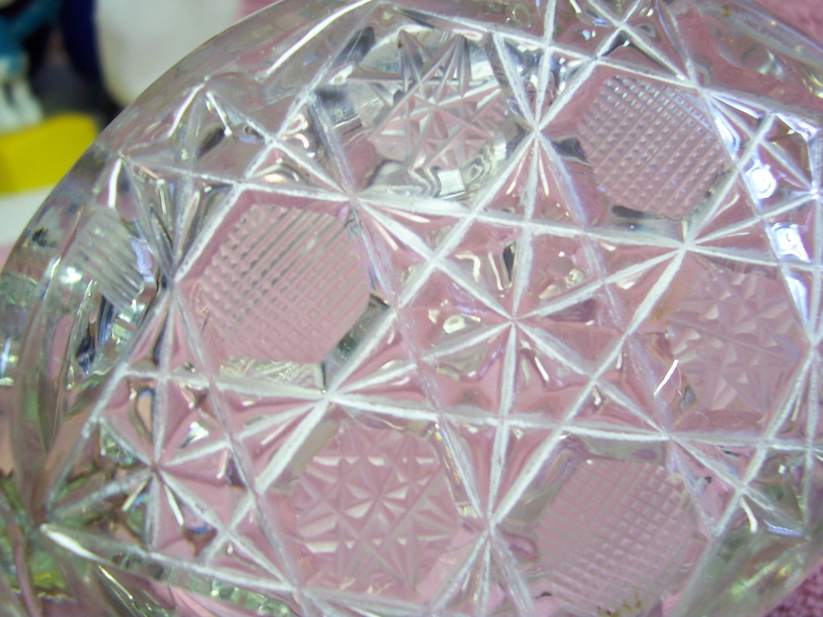 Pressed Cut Crystal Creamer Floral Heavy