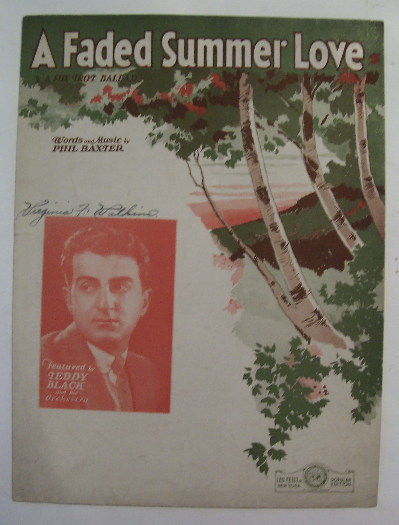 Sheet Music For 1931 A Faded Summer Love-Phil Baxter
