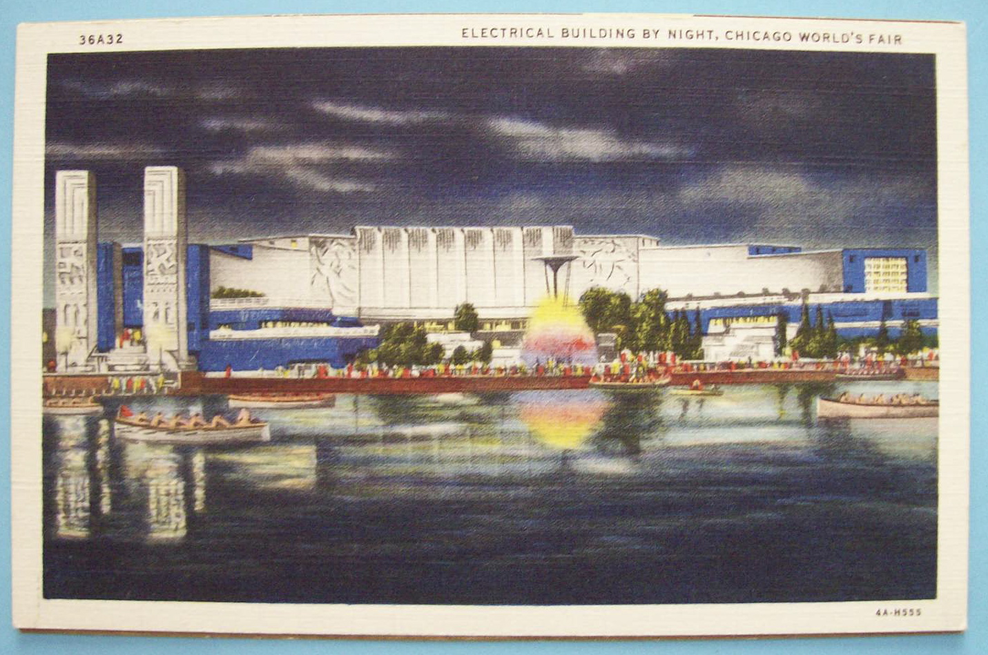 Postcard of Electrical Building By Night (Chicago Fair)