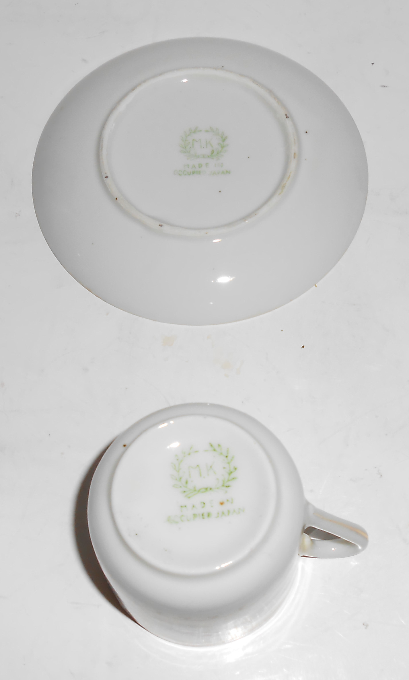 MK Porcelain China Occupied Japan Floral w/Gold Cup/Sau