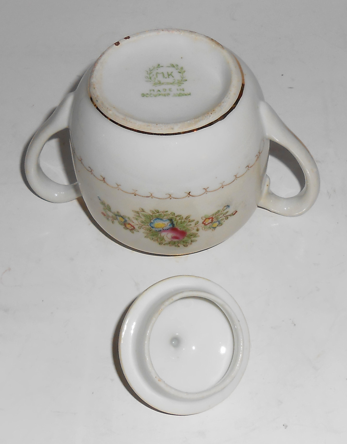 MK Porcelain China Occupied Japan Floral w/Gold Sugar
