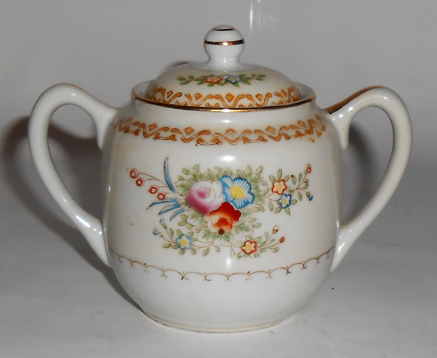 MK Porcelain China Occupied Japan Floral w/Gold Sugar