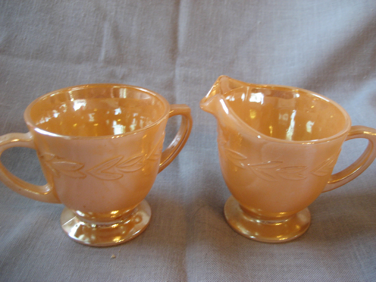 Fire King Lustre Ware Cream and Sugar