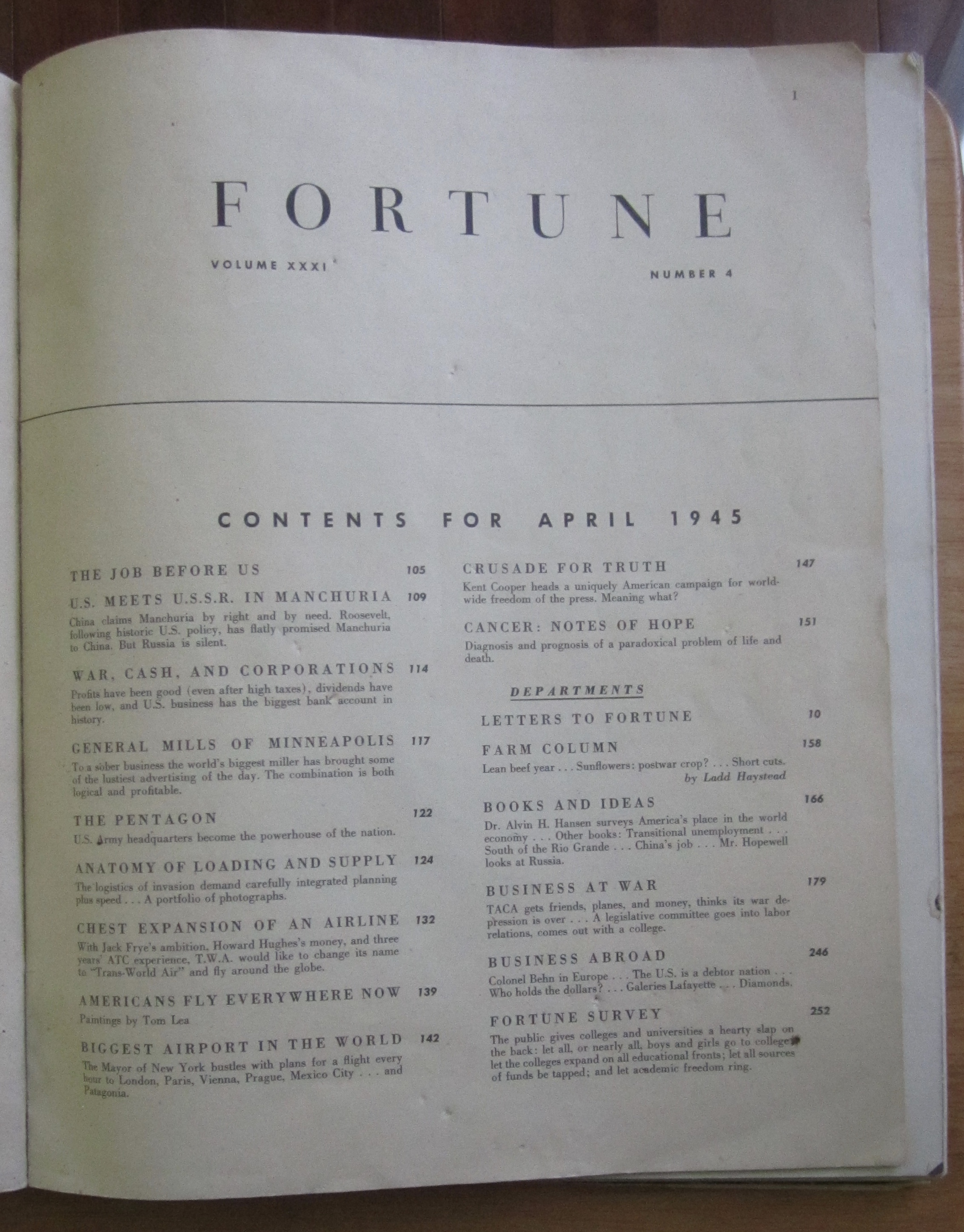 Fortune Magazine April 1945 Air Transport