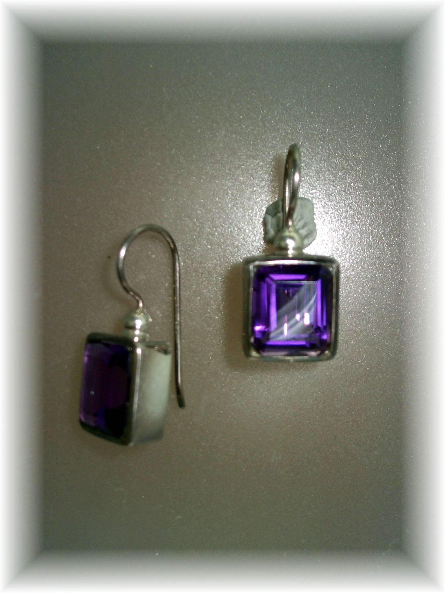 Earrings Amethyst Sterling Silver Loop Pierced