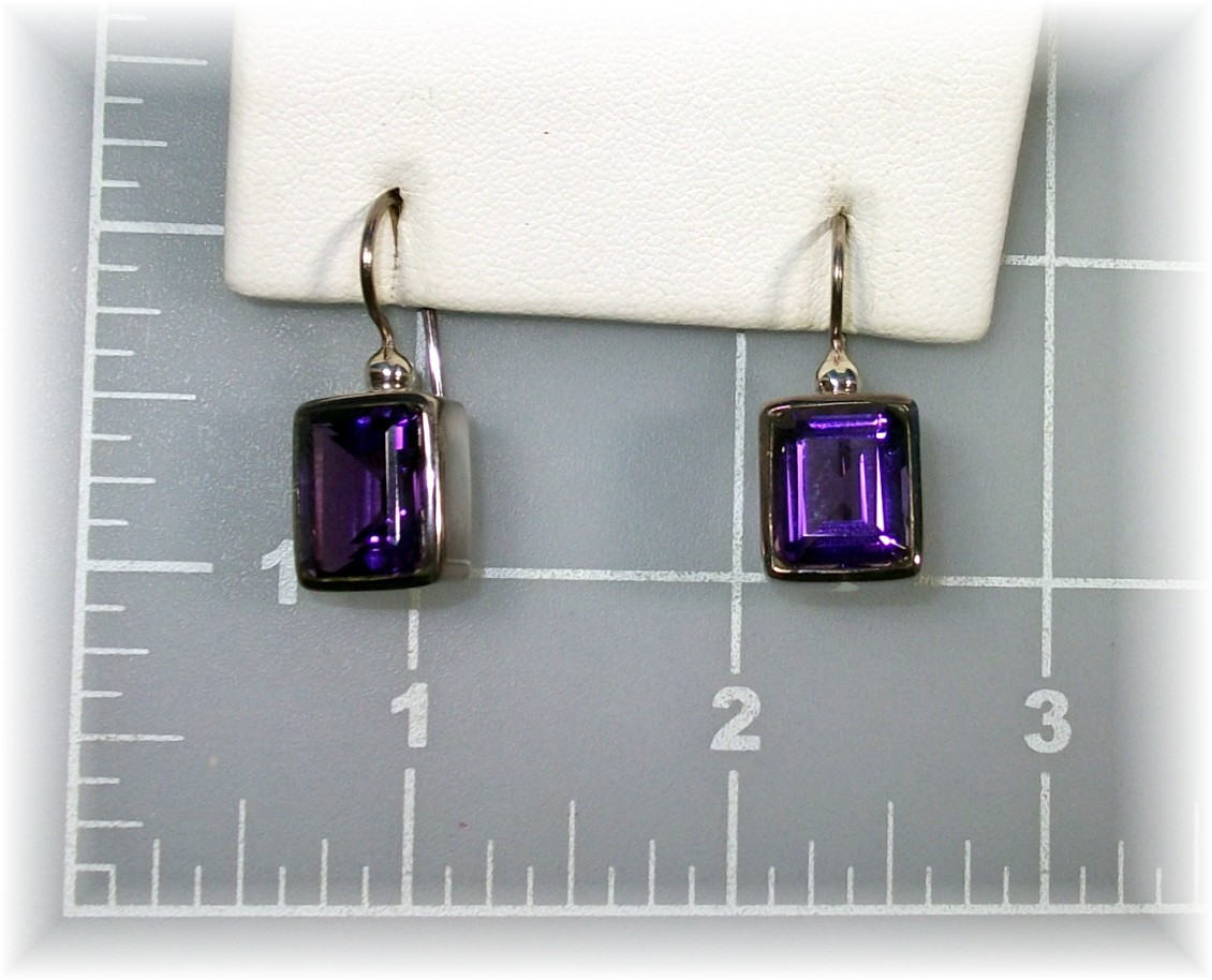 Earrings Amethyst Sterling Silver  Loop Pierced
