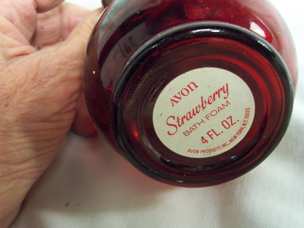 Ruby Glass Cruet Avon Strawberry Bath Foam