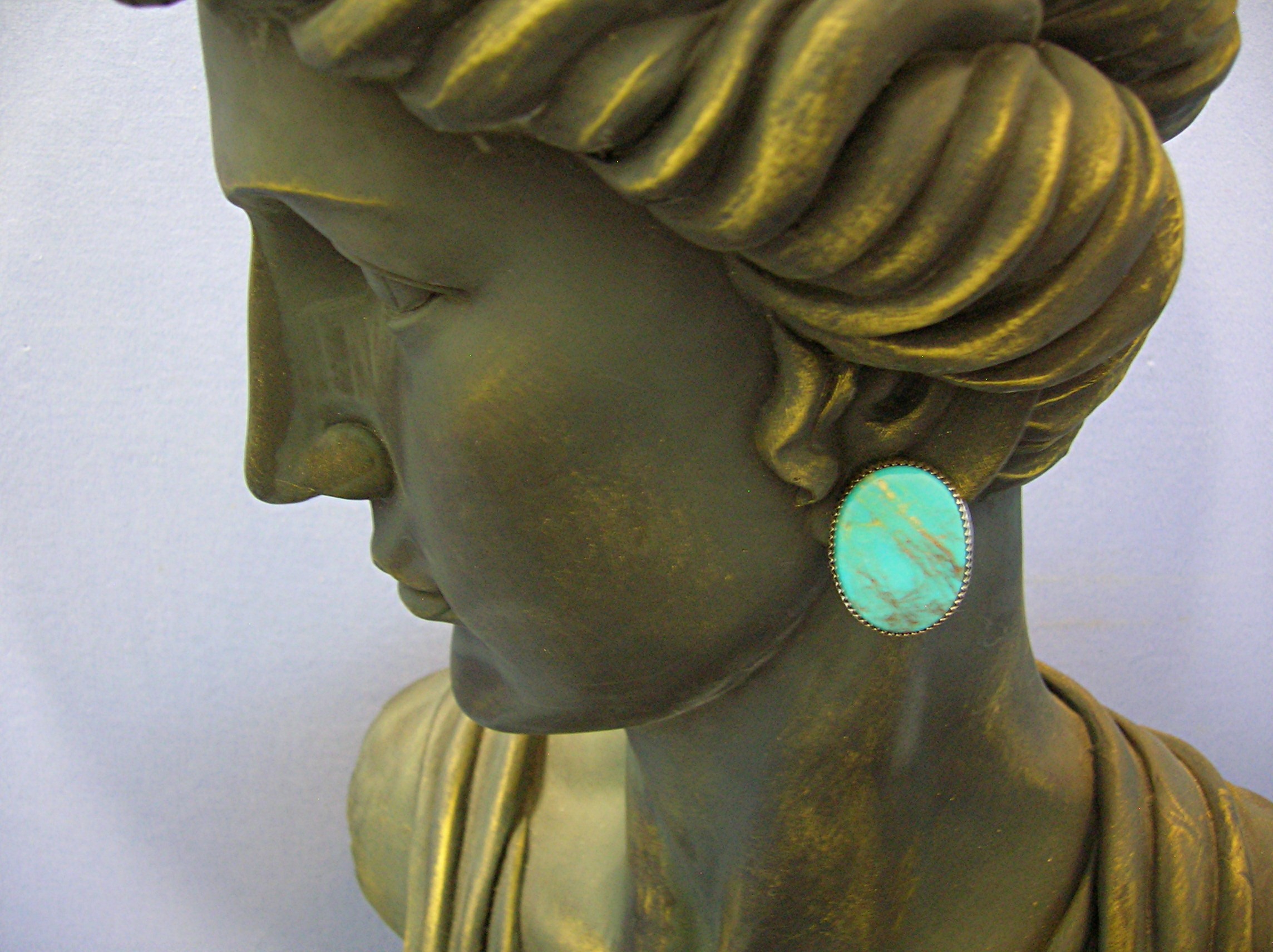 Robert Becenti Turquoise Sterling Silver Clip Earrings