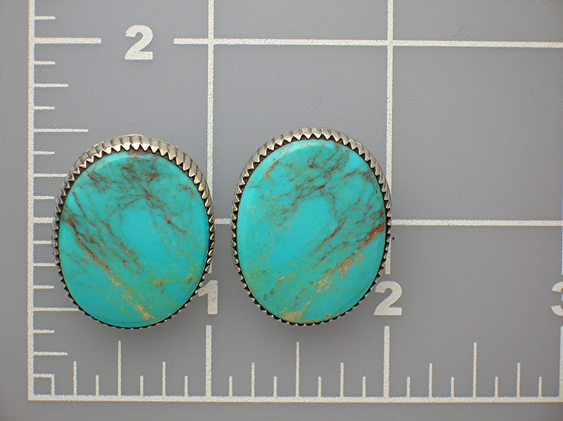 Robert Becenti Turquoise Sterling Silver Clip Earrings